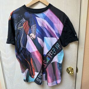 Superman Tee Shirt Slowbucks Black Size Large All Over Front Print Comics